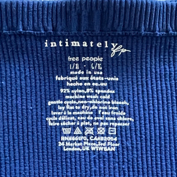 Free People Intimately Blue Ribbed Top - Picture 2 of 2